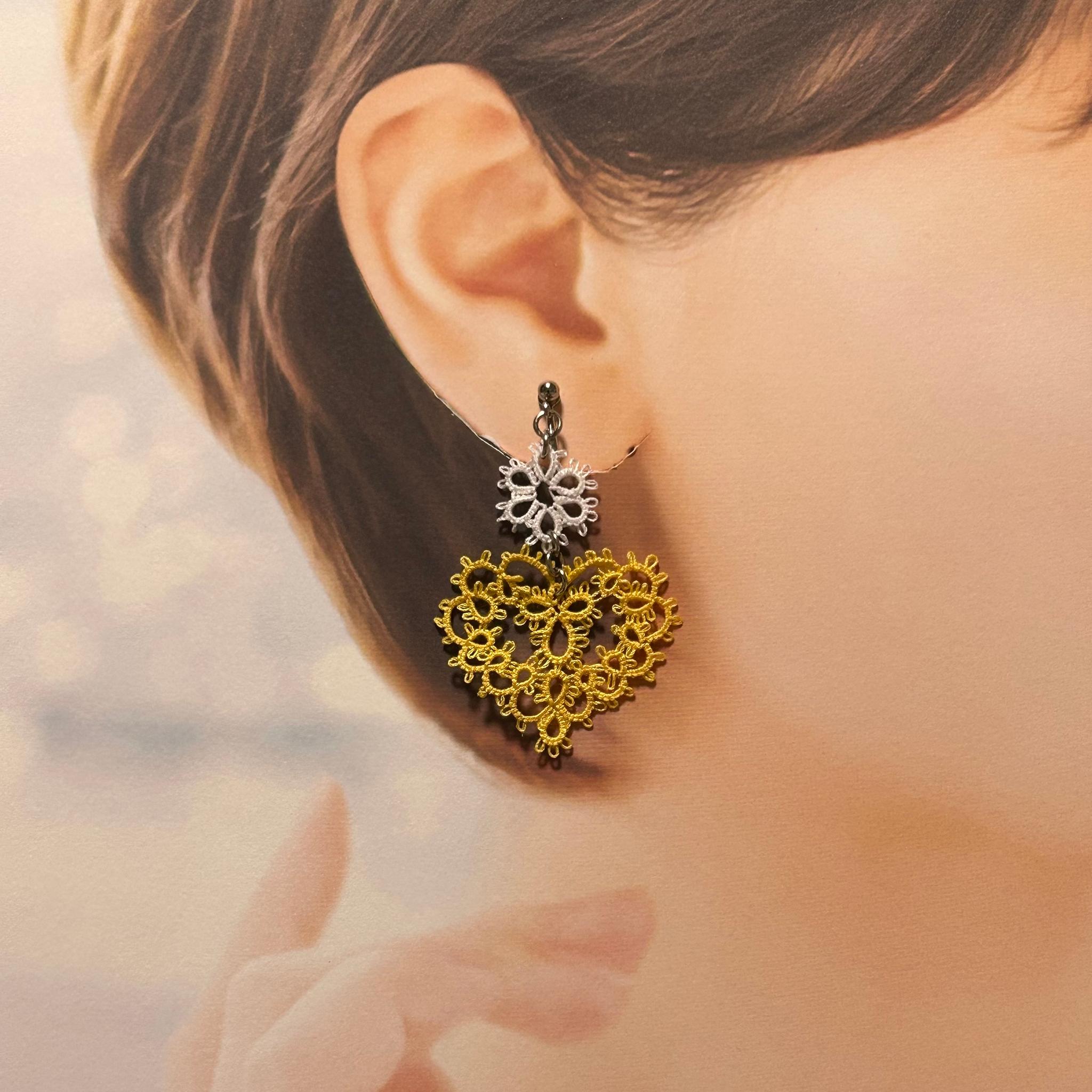 ハートのイヤリング（イエロー） | 2枚目