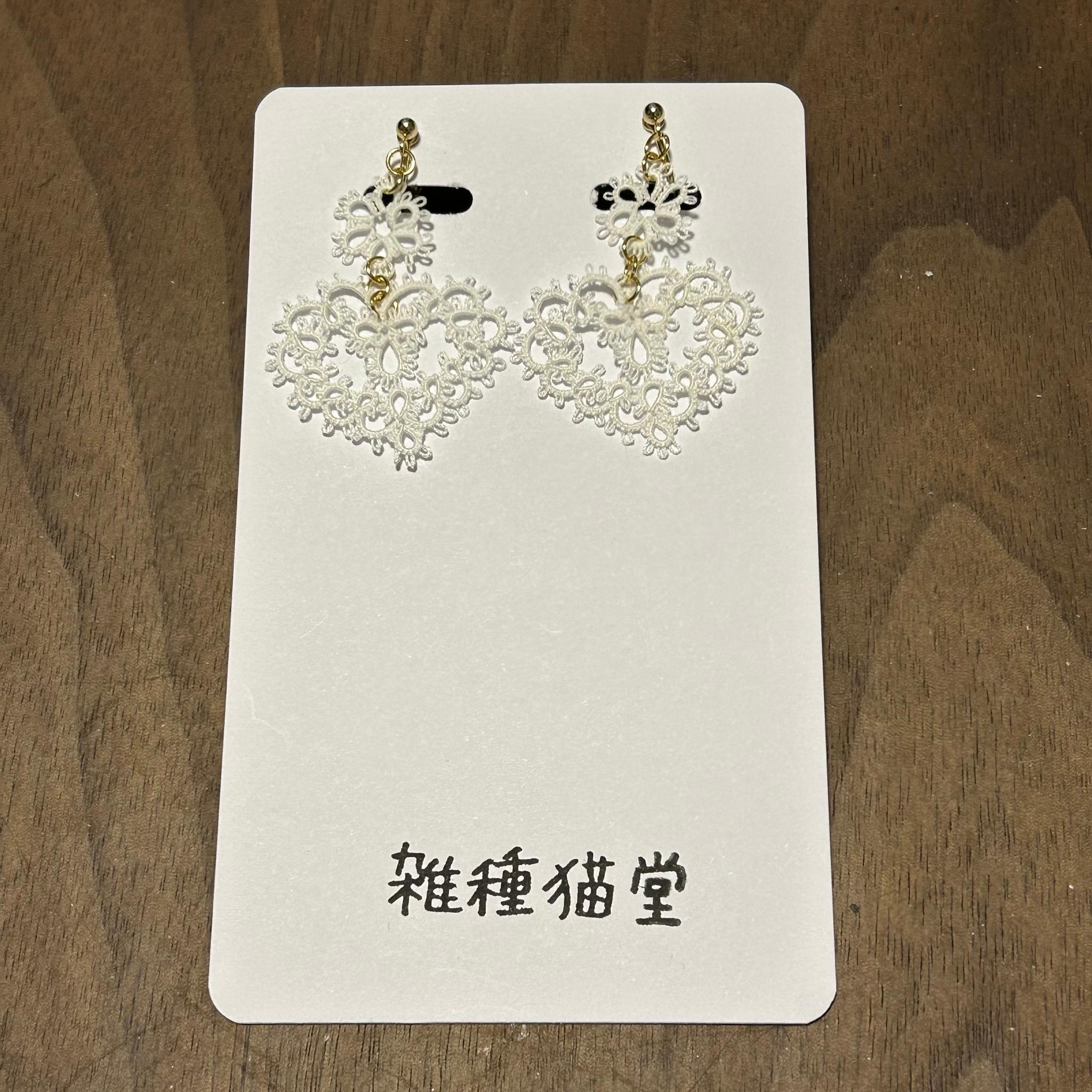 ハートのイヤリング（ホワイト） | 3枚目