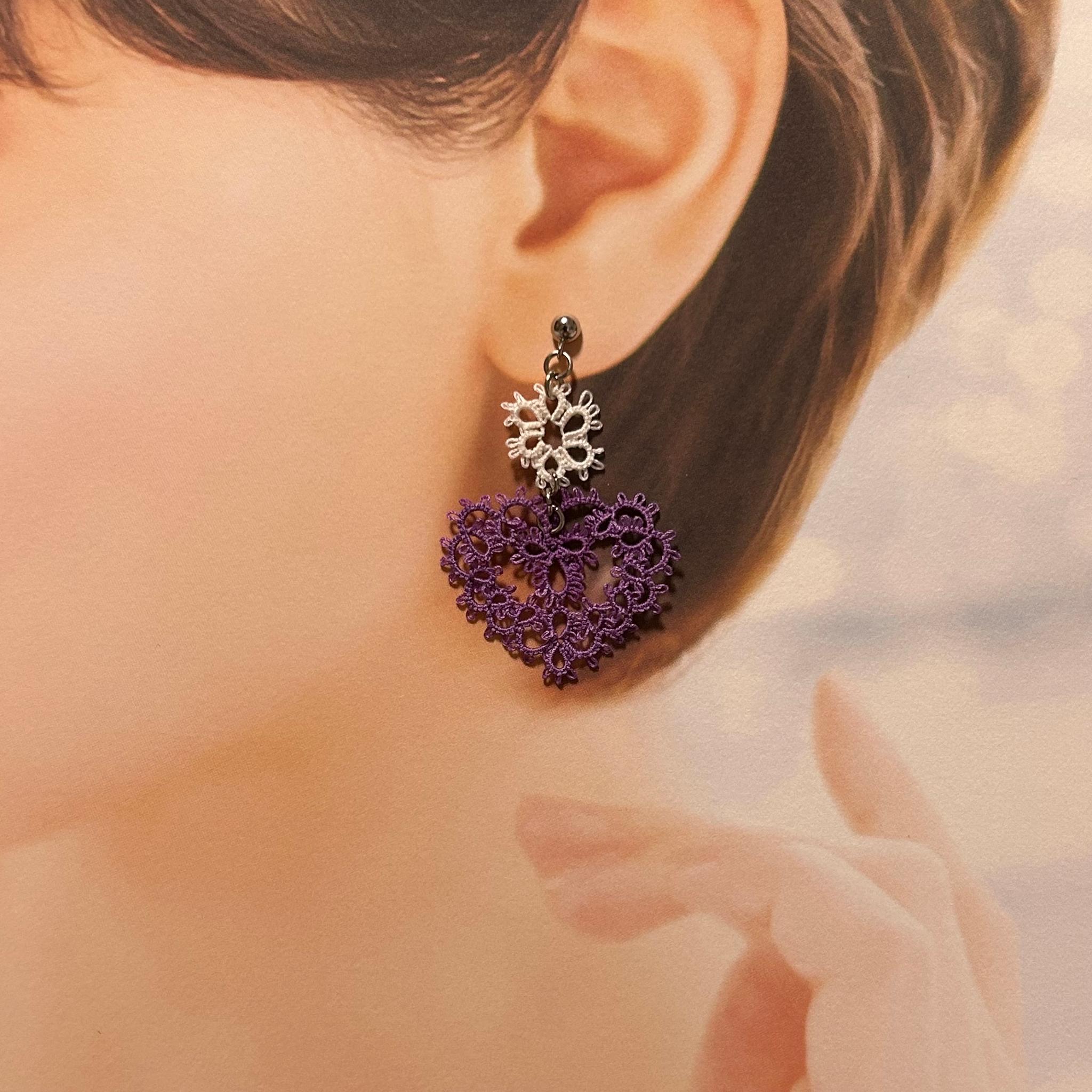 ハートのピアス（パープル） | 2枚目