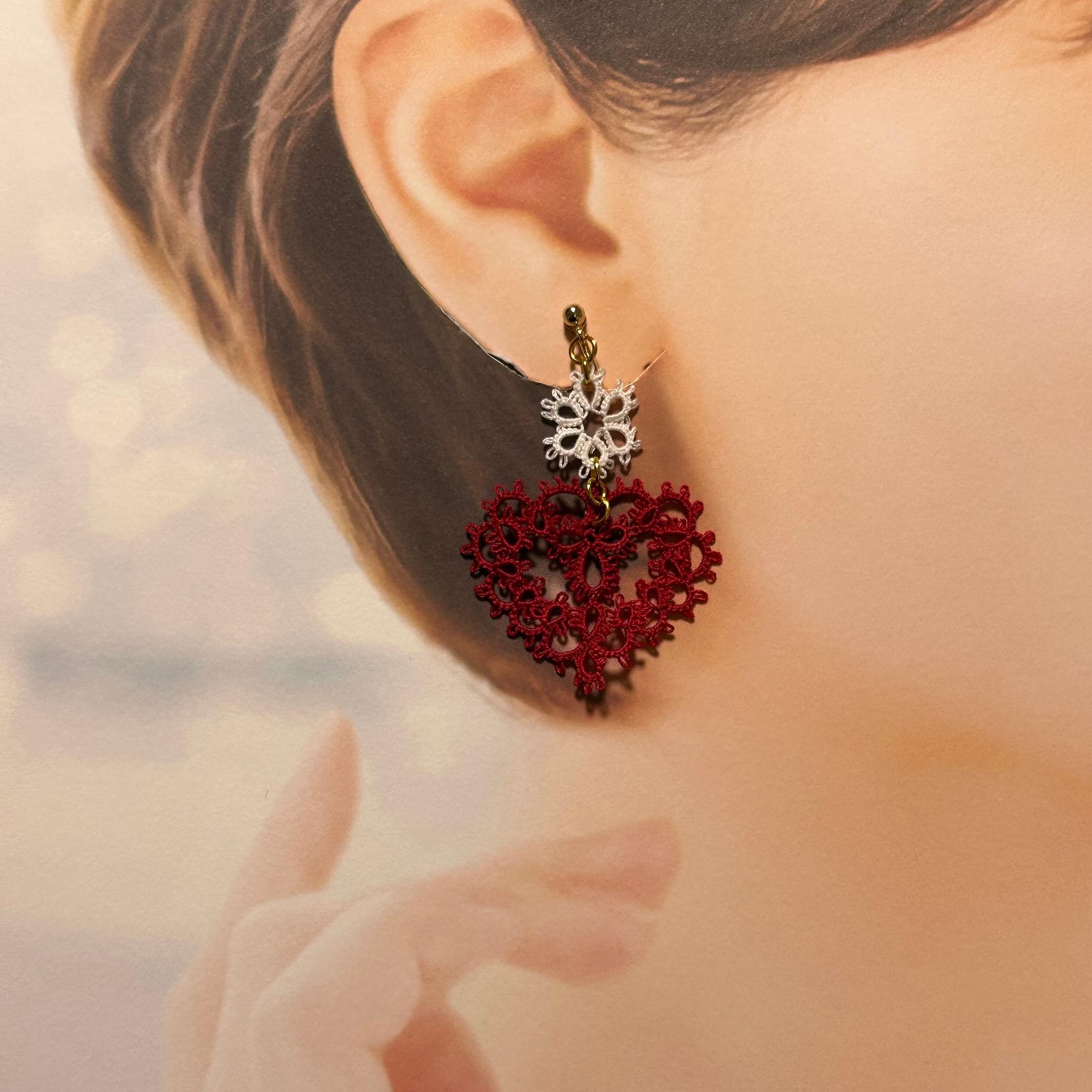 ハートのイヤリング（レッド） | 2枚目