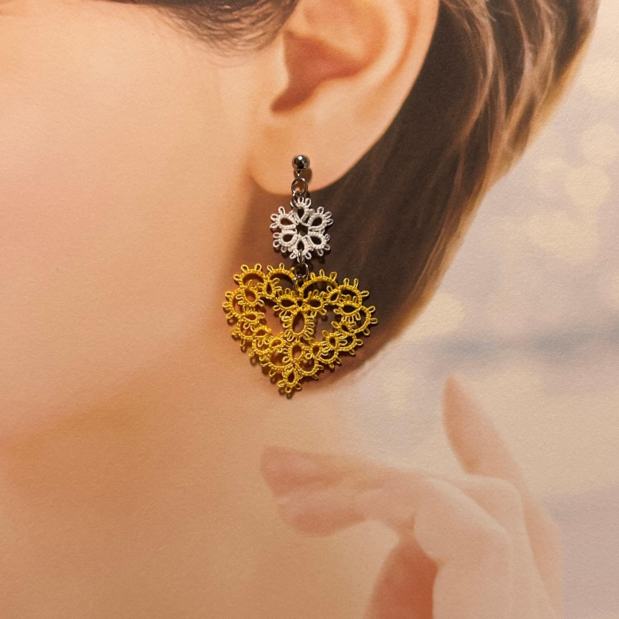 ハートのピアス(イエロー)