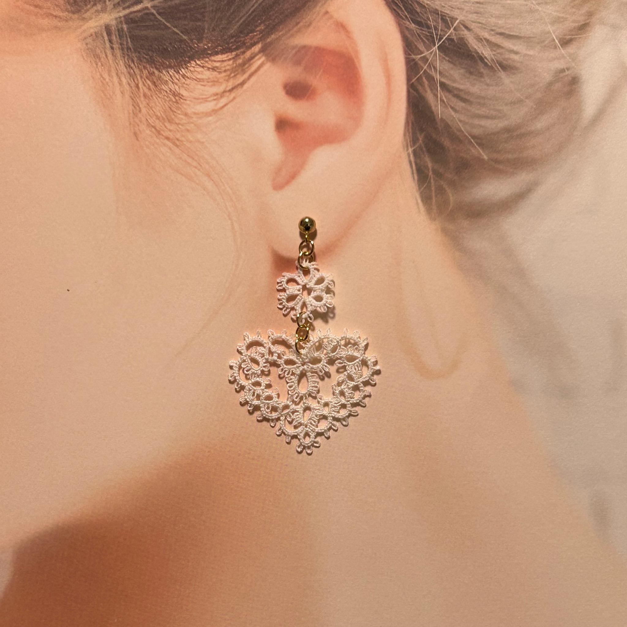 ハートのピアス（ホワイト） | 2枚目