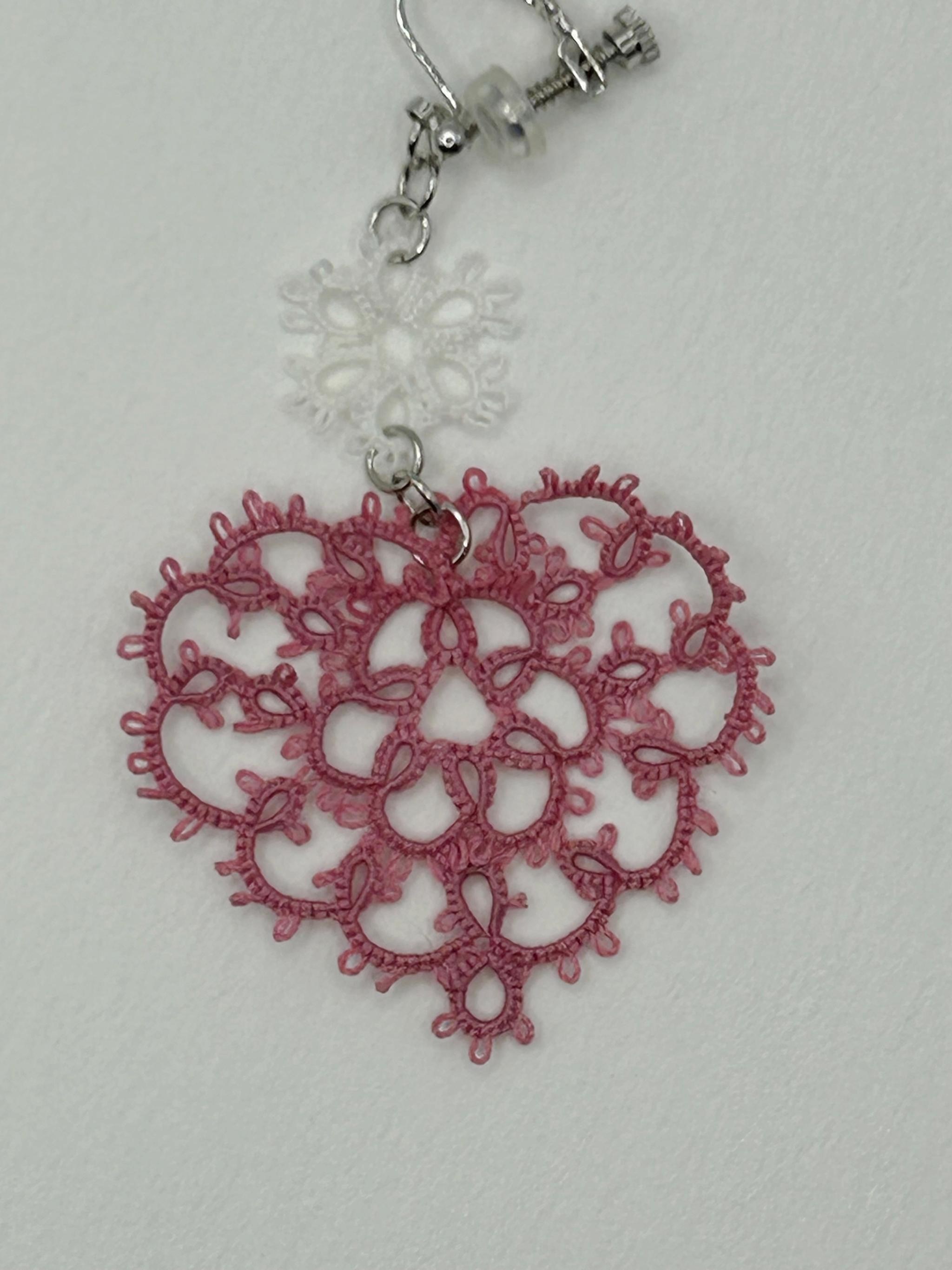 花入りハートのイヤリング（くすみピンク） | 8枚目