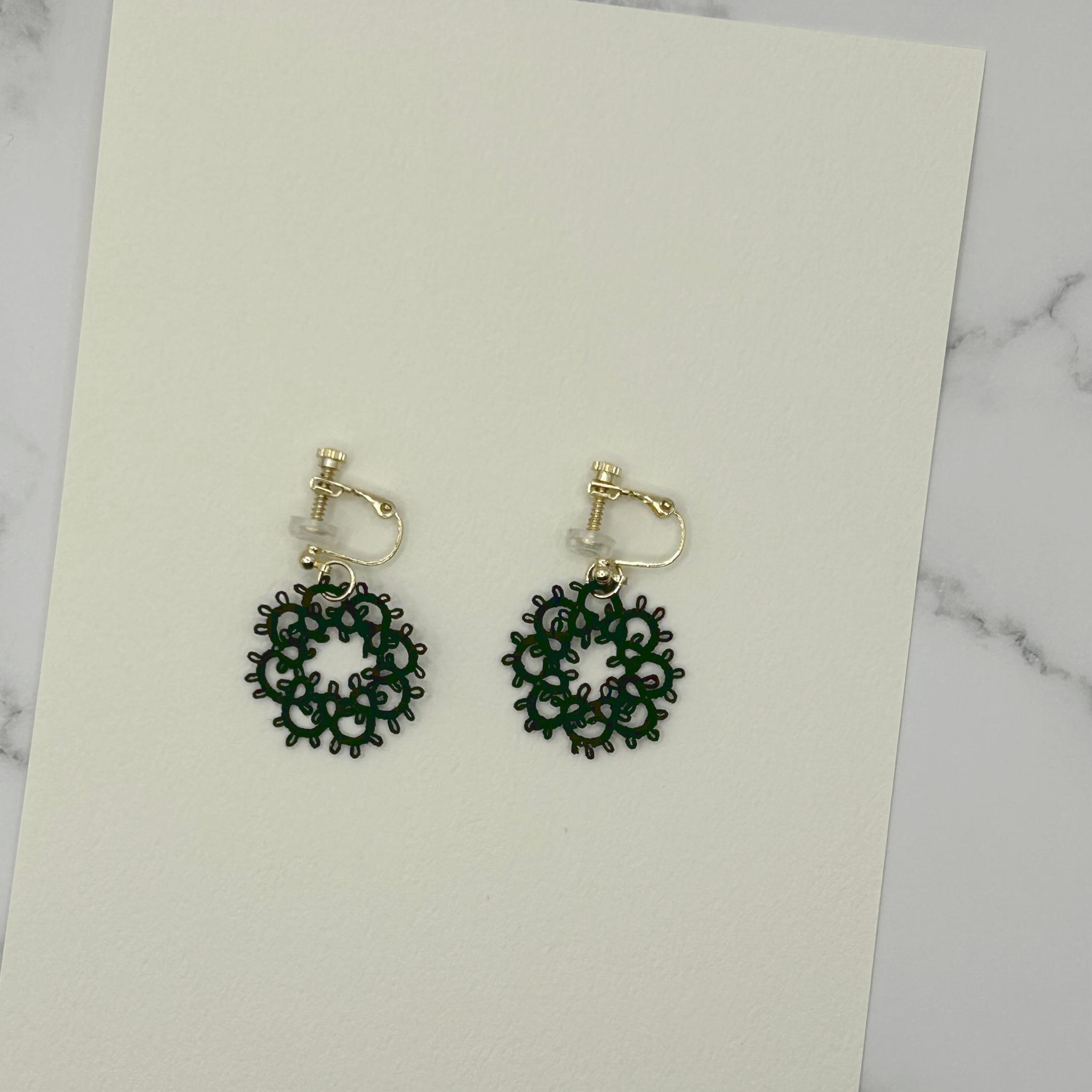 お花のイヤリング（ブラック） | 5枚目