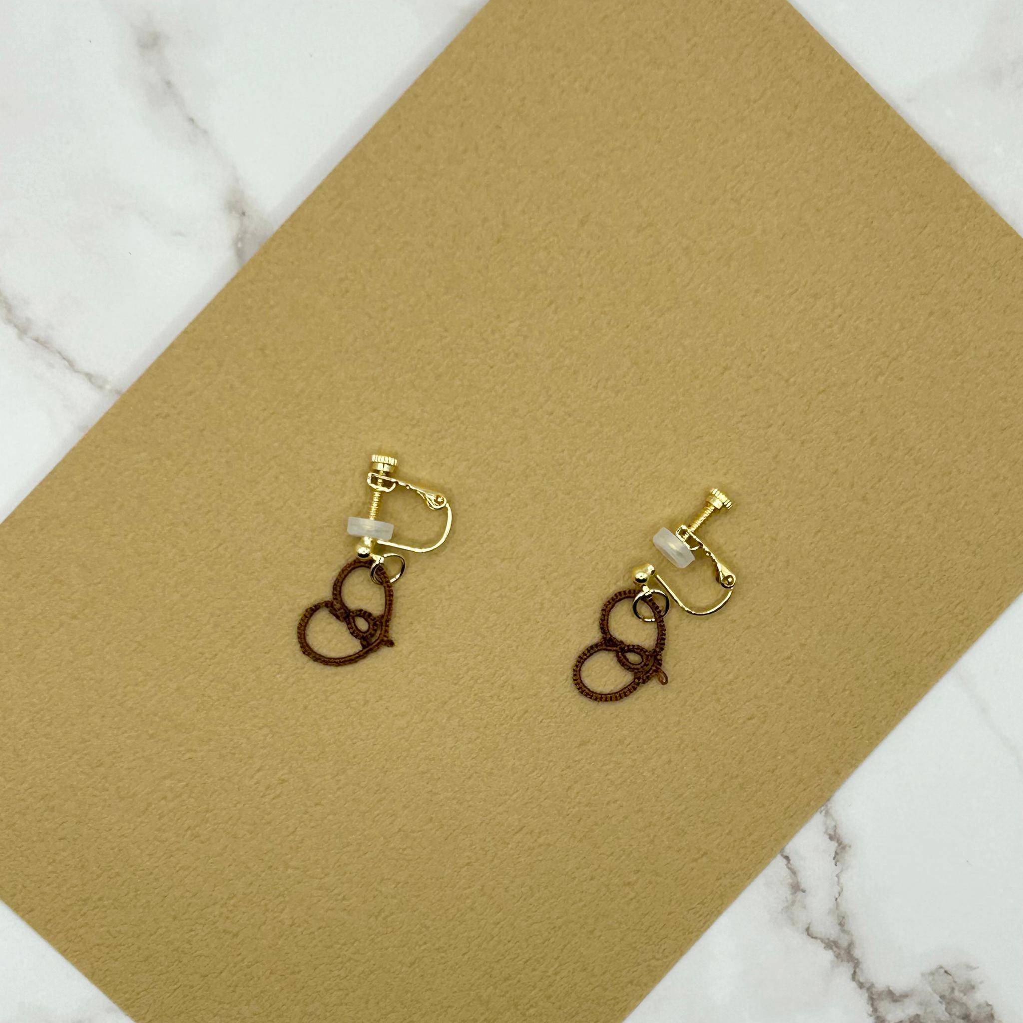 ミニハートのイヤリング（ブラウン） | 6枚目