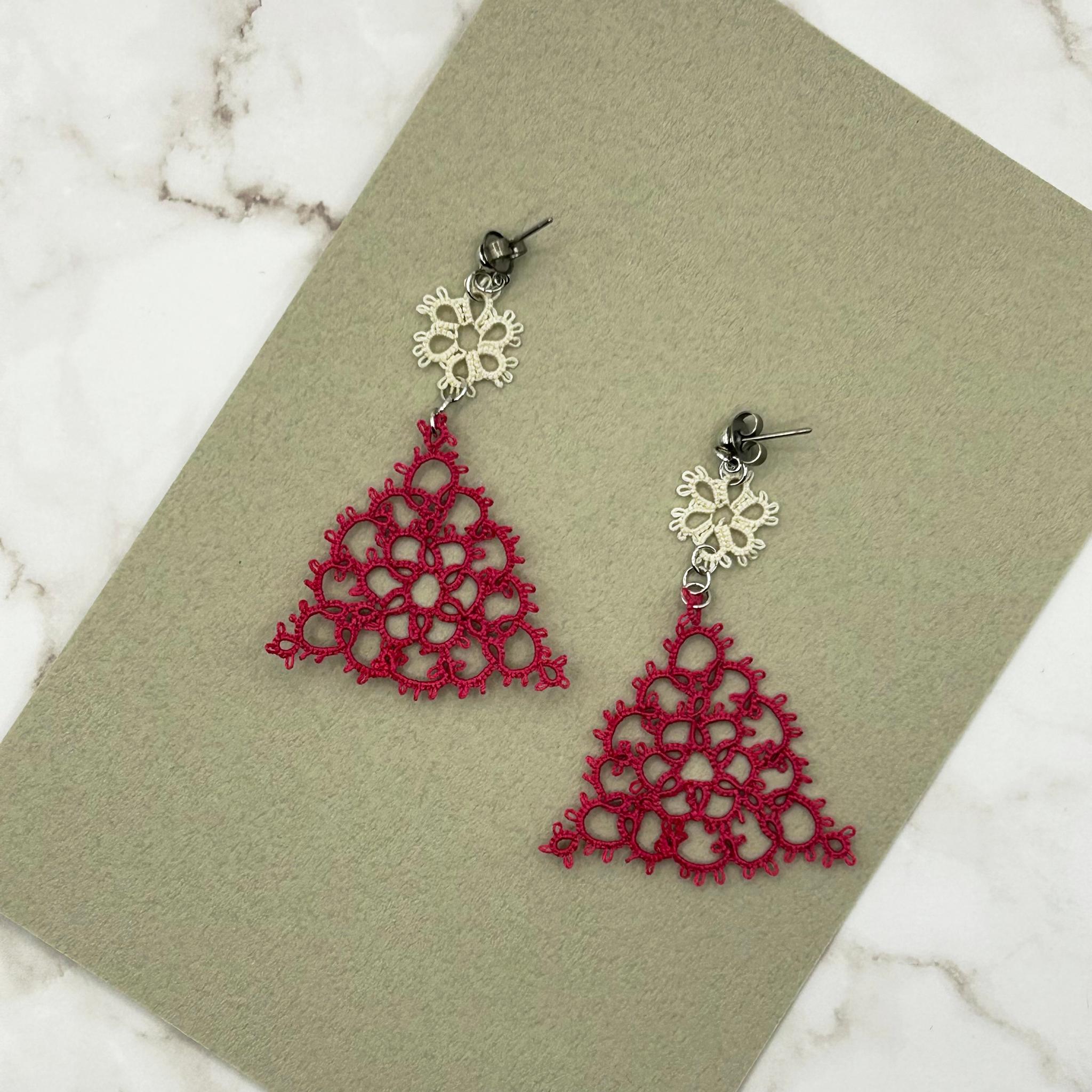 トライアングルのピアス（濃ピンク） | 6枚目