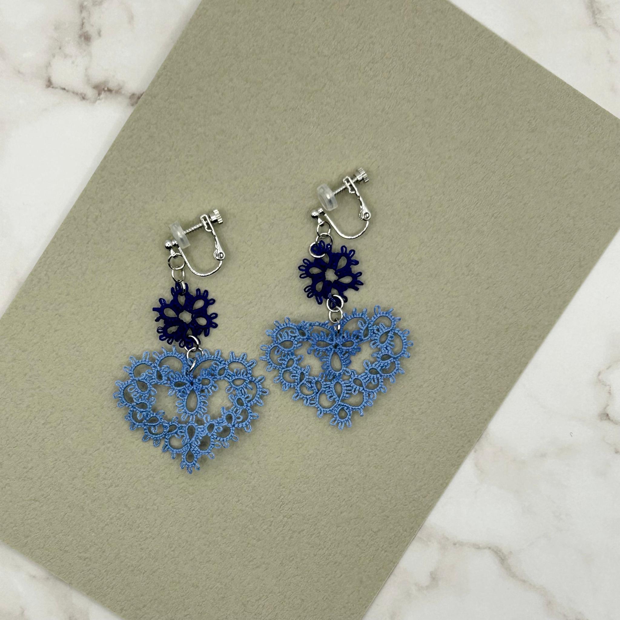 ハートのイヤリング（くすみブルー） | 6枚目