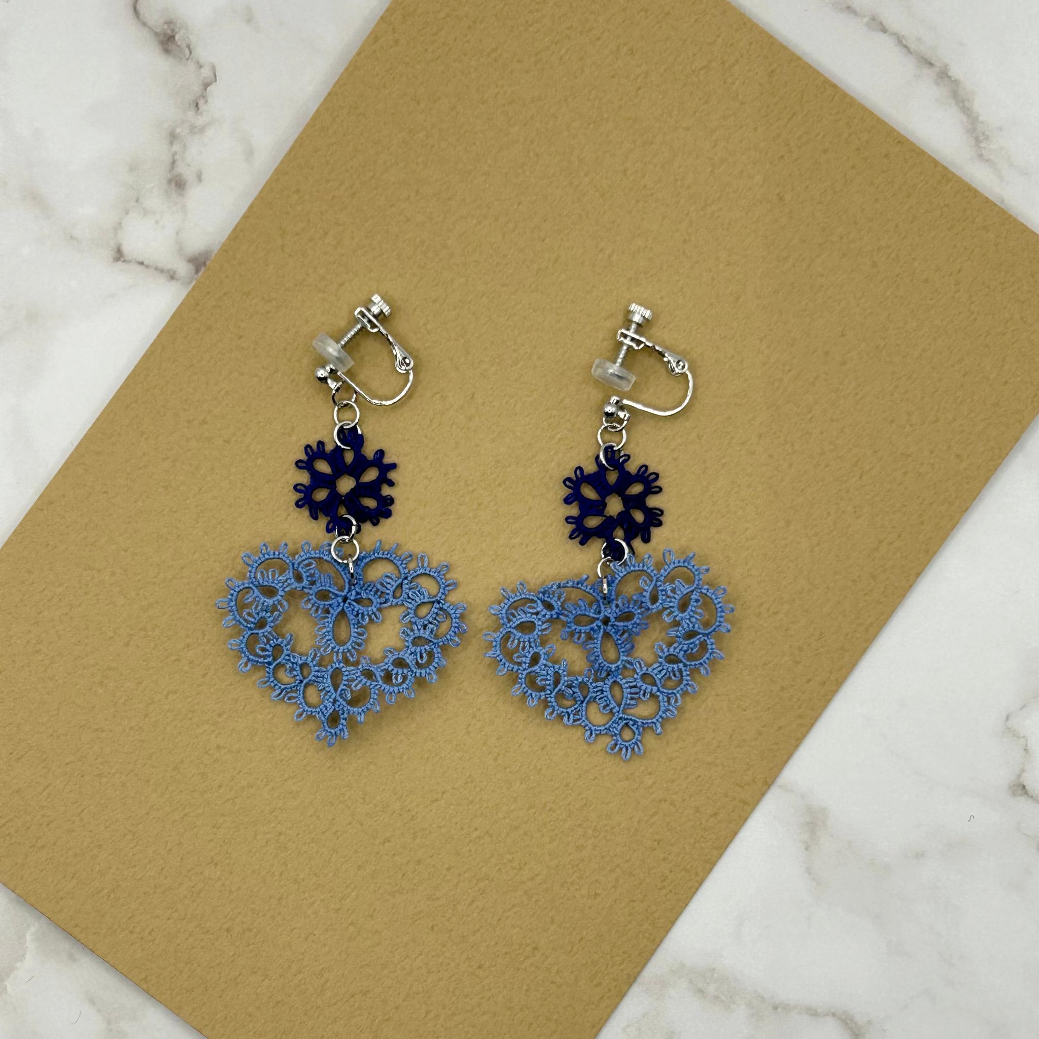 ハートのイヤリング（くすみブルー） | 7枚目